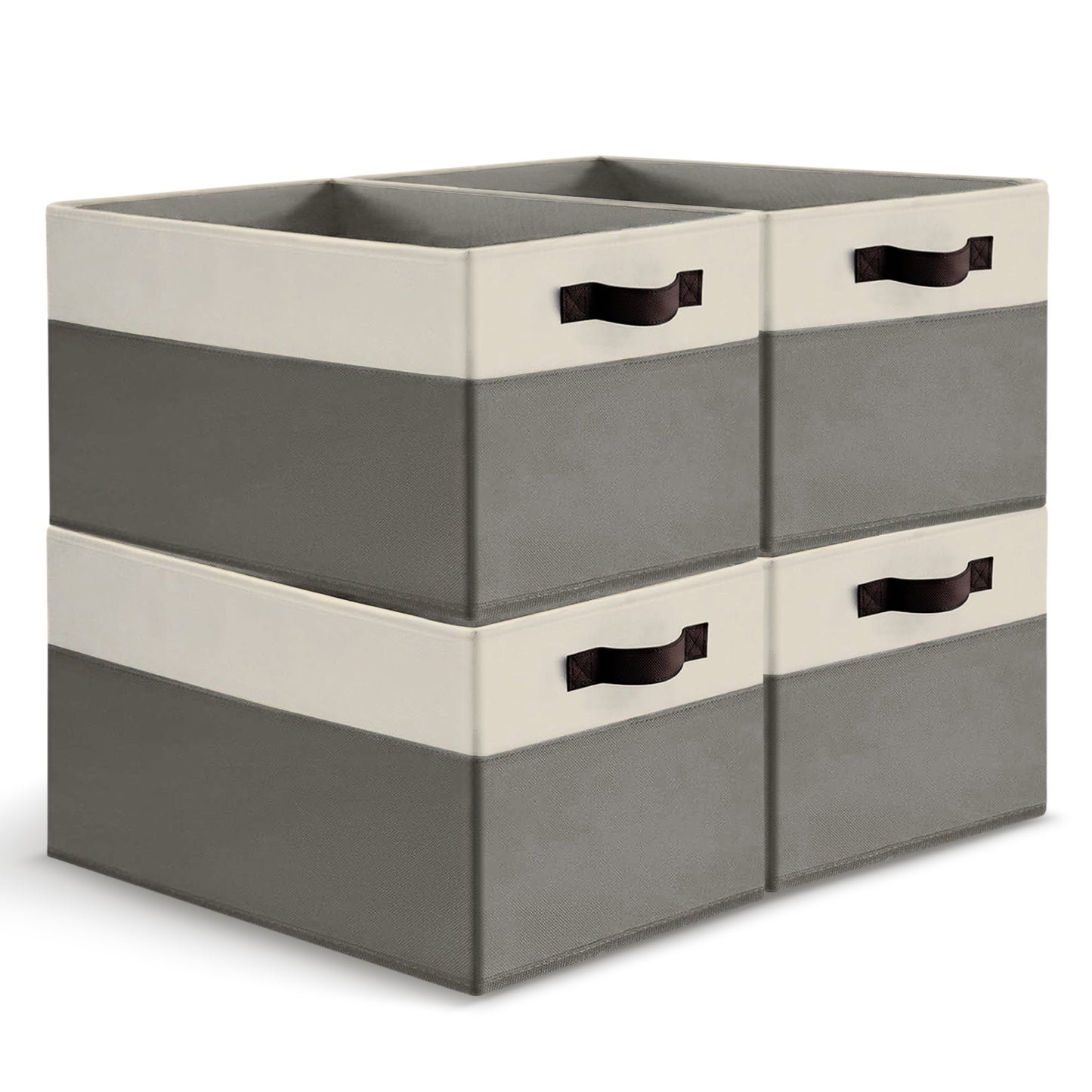 Cheer Collection 4 Pack Large Storage Baskets with Handles Collapsible Fabric Organizer Bins