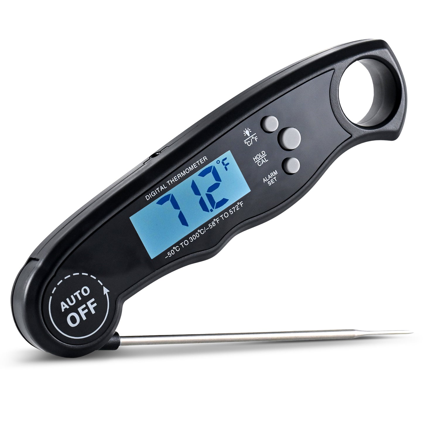 Cheer Collection Digital Meat Thermometer, Instant Read Food Thermometer with Backlight LCD Screen, Foldable Cooking Thermometer for BBQ and Kitchen