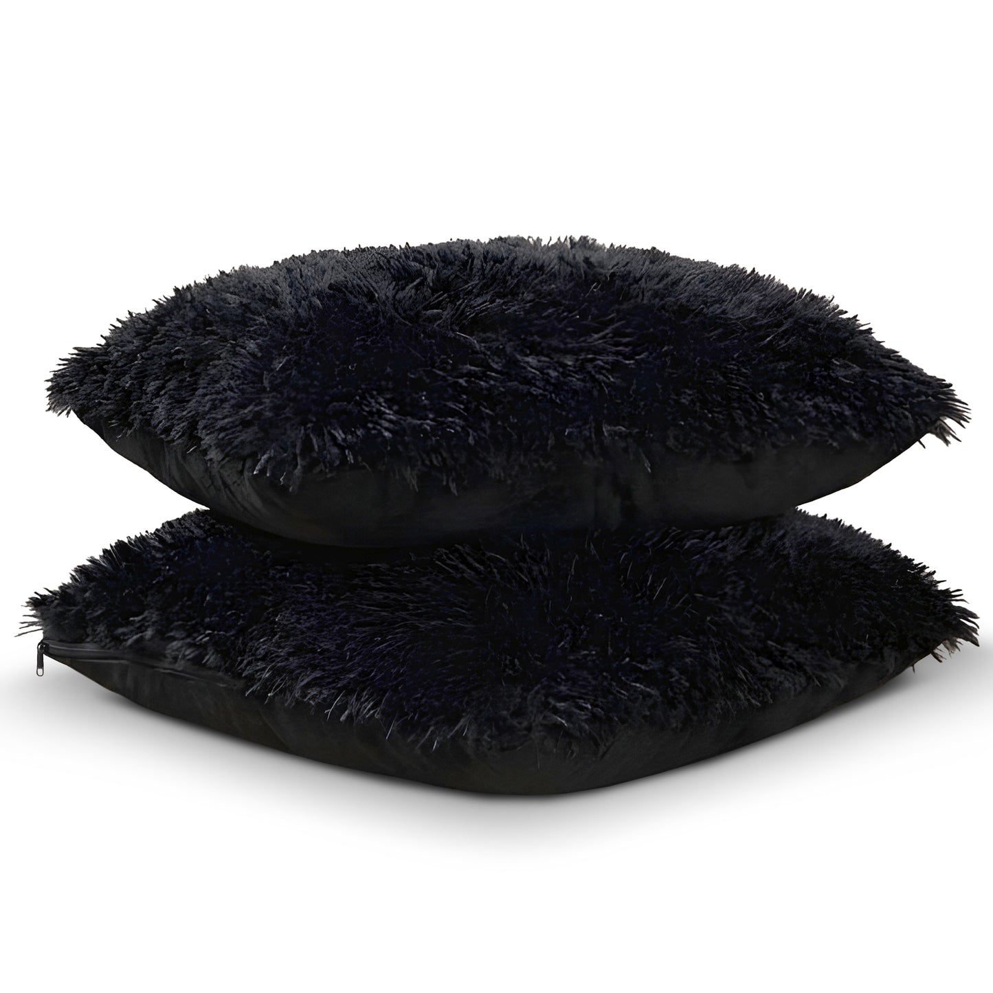 Cheer Collection Shaggy Long Hair Throw Pillows - Super Soft and Plush Faux Fur Accent Pillows - 20 x 20 inches - Set of 2