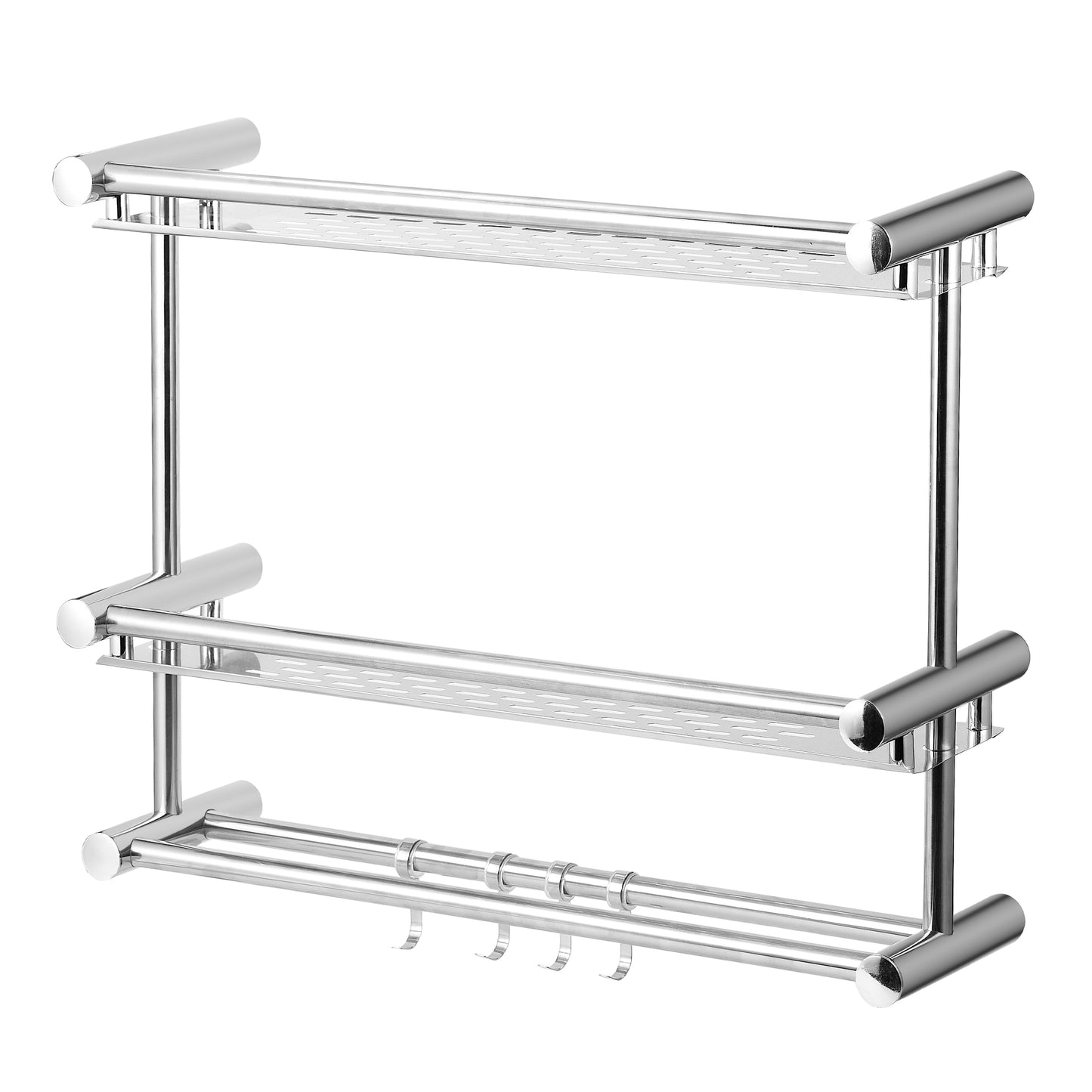 Cheer Collection Wall Mounted Shower Caddy & Towel Hooks - No Drilling Necessary