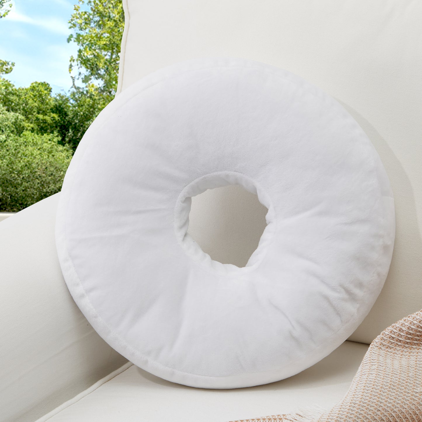Cheer Collection Round Donut Pillow - Super Soft Microplush Doughnut Pillow and Comfy Seat Cushion for Kids and Adults