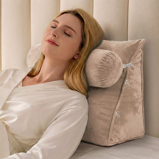 Cheer Collection Wedge Shaped Back Support Pillow and Bed Rest Cushion for Reading, Gaming, Watching - with Adjustable Neck Pillow