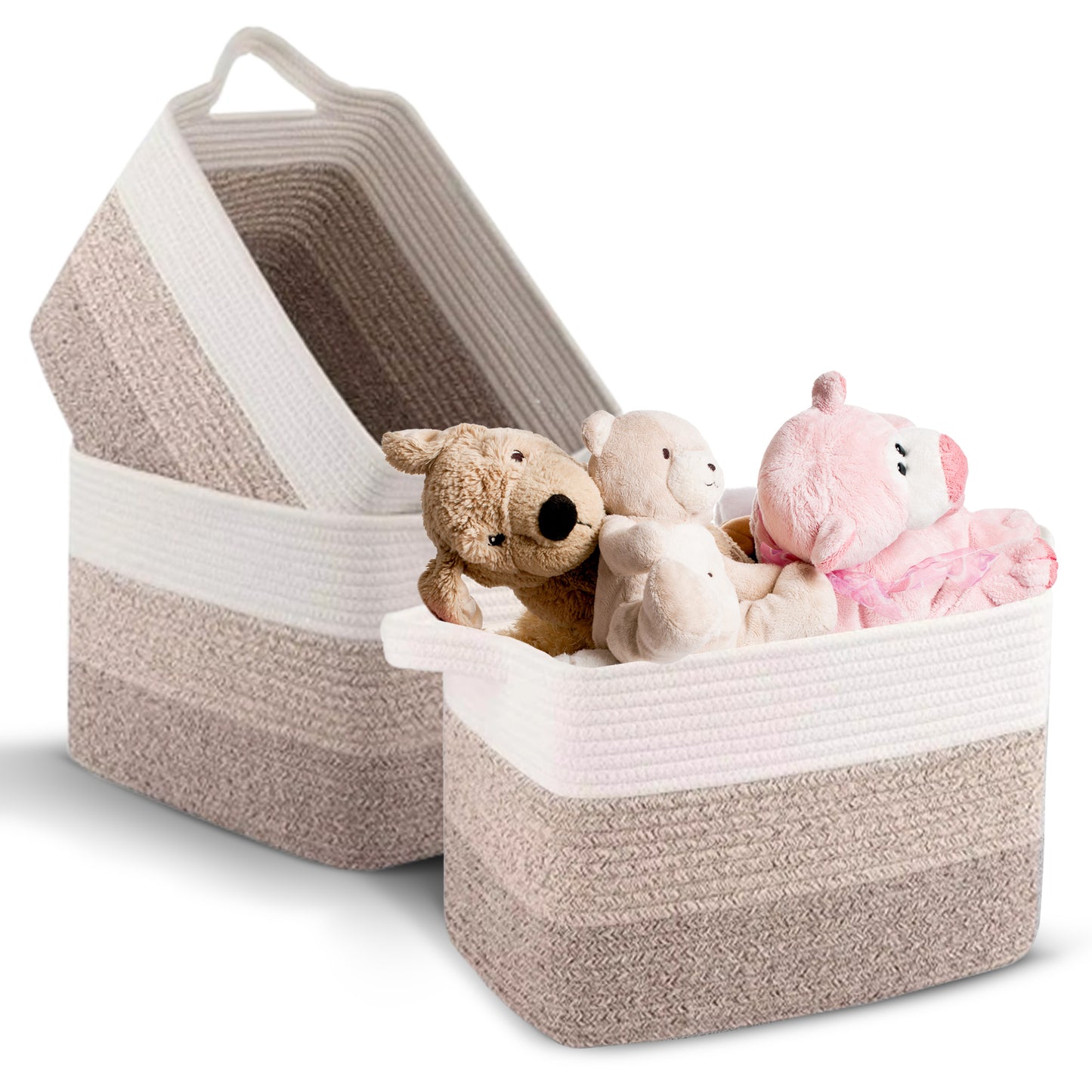 Cheer Collection 3-Pack Cotton Rope Storage Baskets – Soft, Durable & Foldable for Home Organization