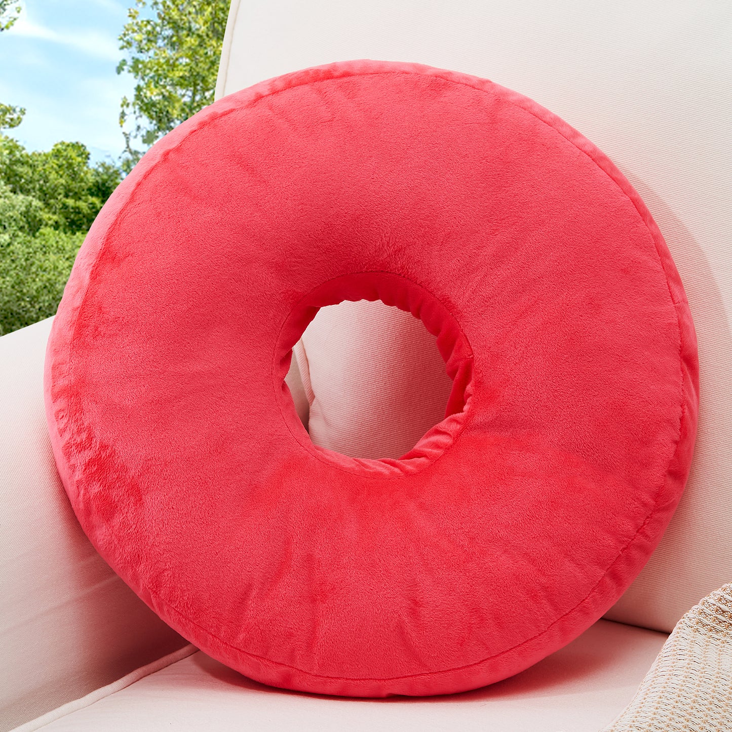 Cheer Collection Round Donut Pillow - Super Soft Microplush Doughnut Pillow and Comfy Seat Cushion for Kids and Adults