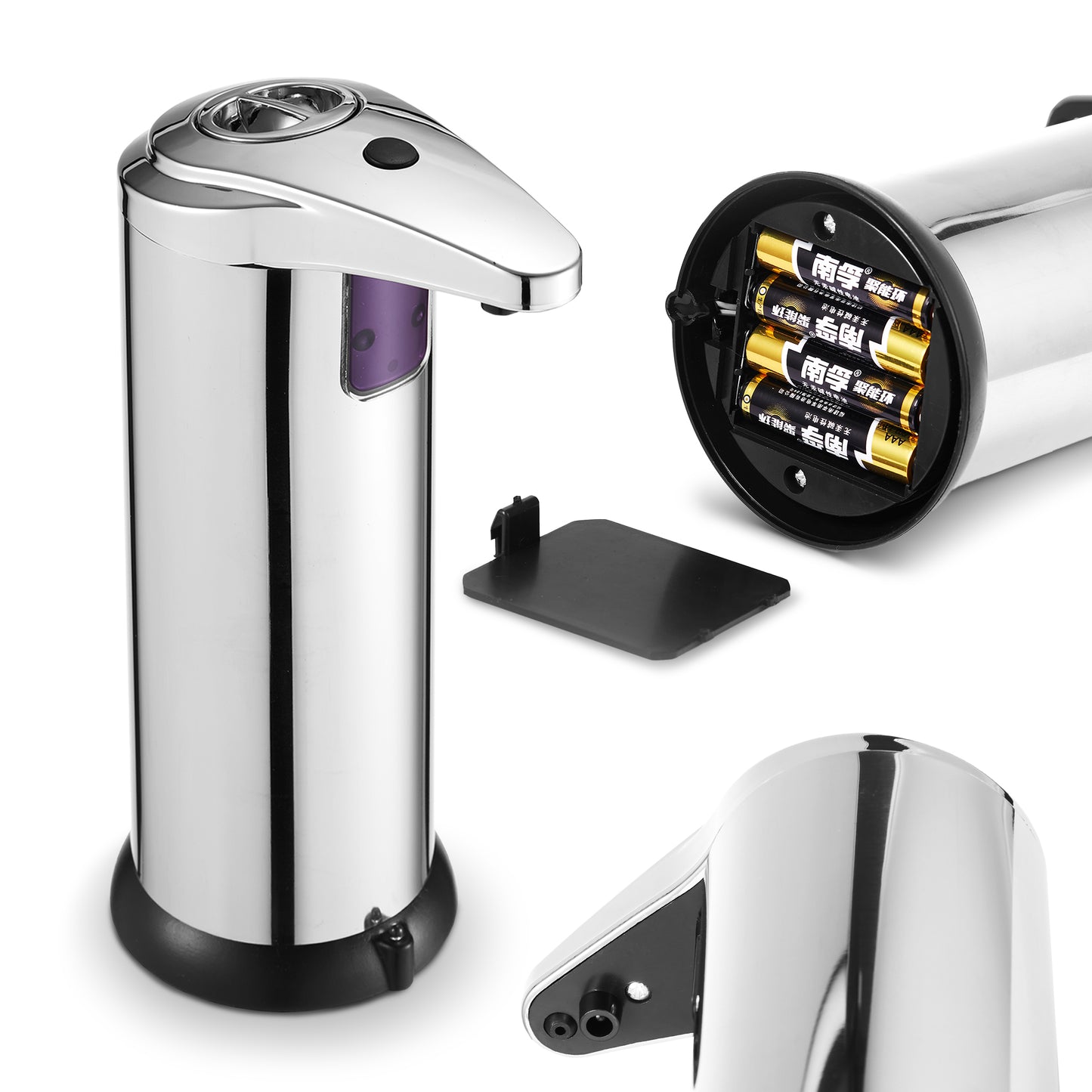 Cheer Collection Touchless Soap Dispenser with Waterproof Base and Automatic Sensor, Stainless Steel Dish Soap Dispenser for Kitchen or Bathroom