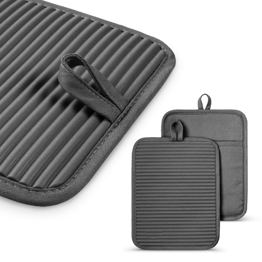 Cheer Collection Ribbed Silicone Pot Holders, 2-Pack — Heat-Resistant, Non-Slip Grip, Cotton-Lined and Machine-Washable