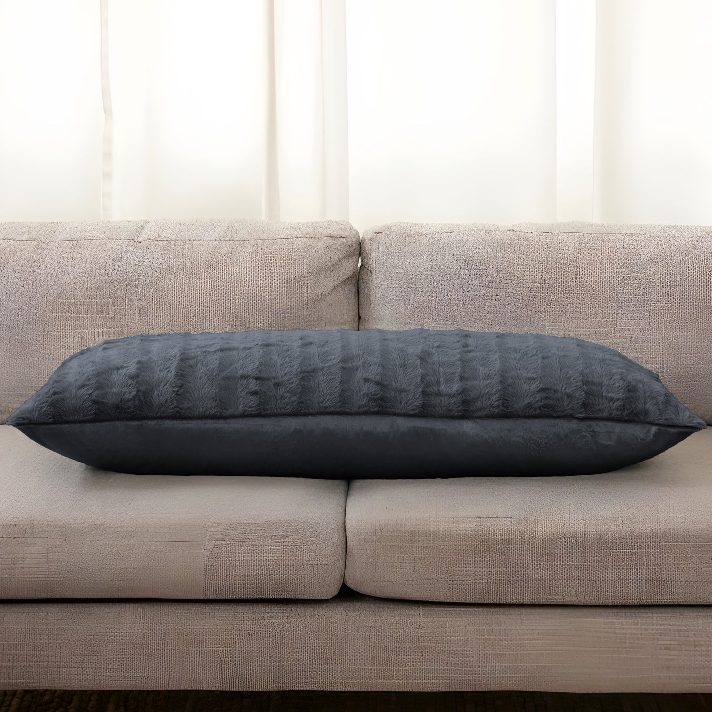 Cheer Collection Faux Fur Throw Pillow - 18" x 40" Long Decorative Body Pillow for Bed or Couch