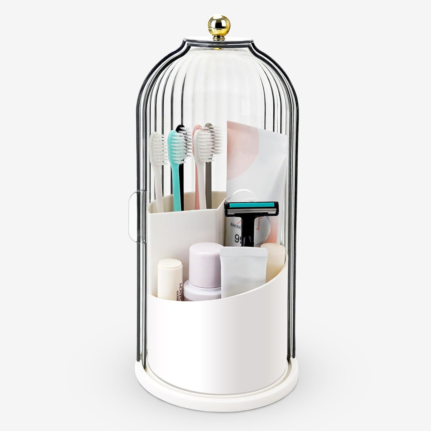 Cheer Collection Rotating Covered Toothbrush & Bathroom Counter Organizer