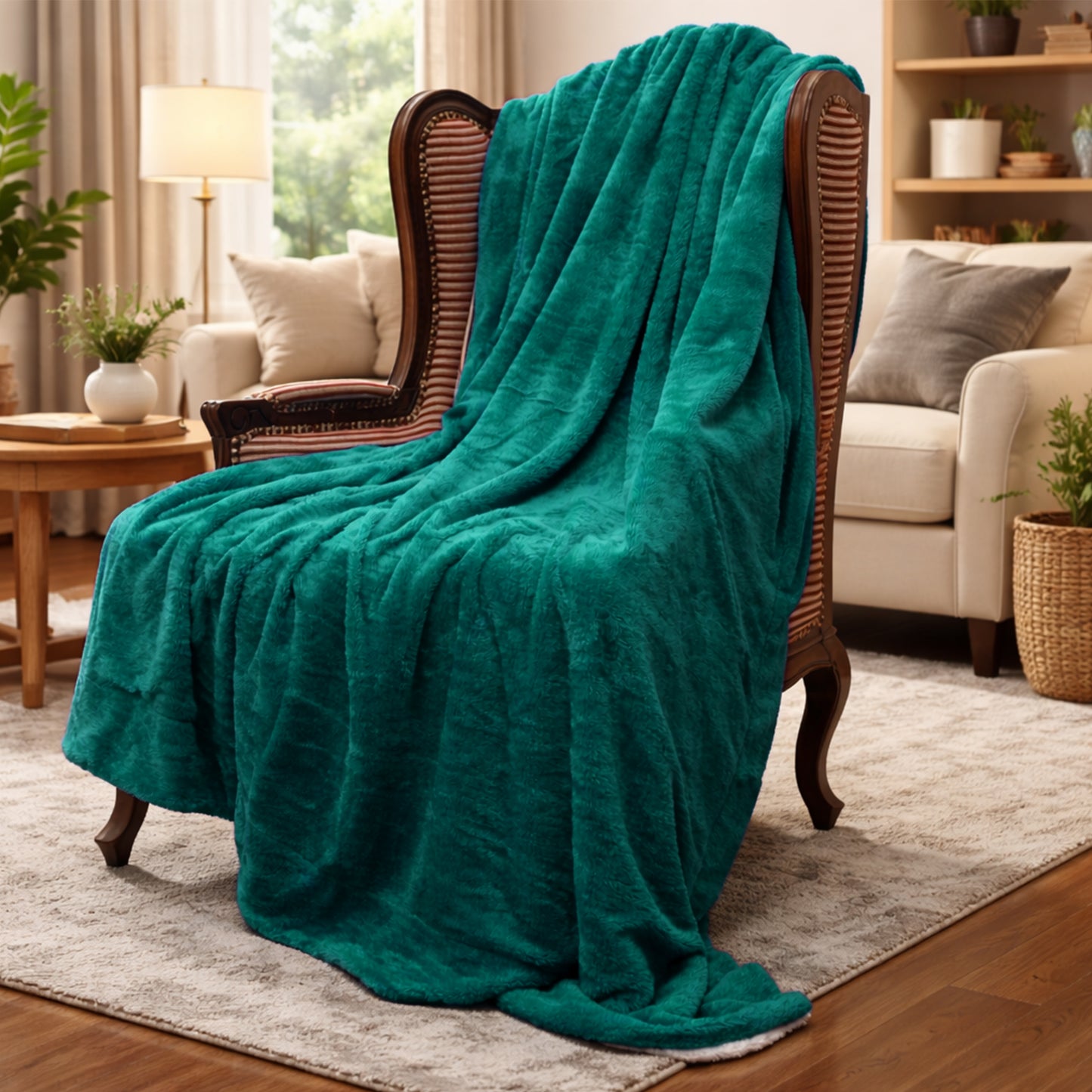 Cheer Collection Microsherpa Throw Blanket - Luxury Soft Velvet, Elegant Decorated, Stylish Accent Blanket