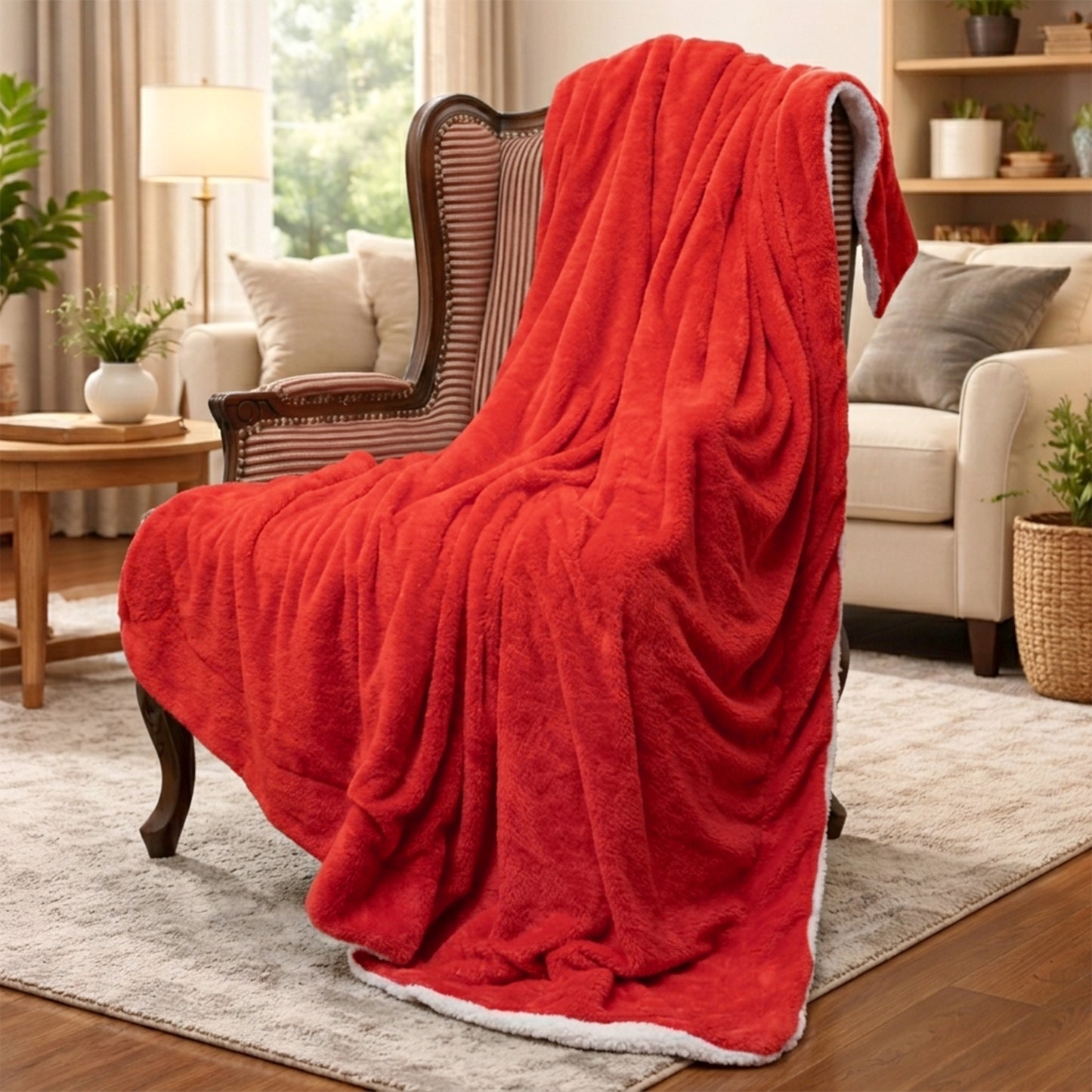 Cheer Collection Microsherpa Throw Blanket - Luxury Soft Velvet, Elegant Decorated, Stylish Accent Blanket