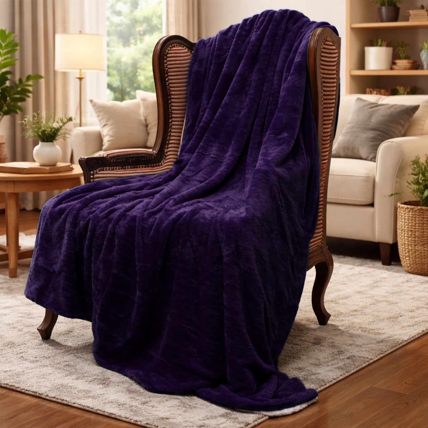 Cheer Collection Microsherpa Throw Blanket - Luxury Soft Velvet, Elegant Decorated, Stylish Accent Blanket