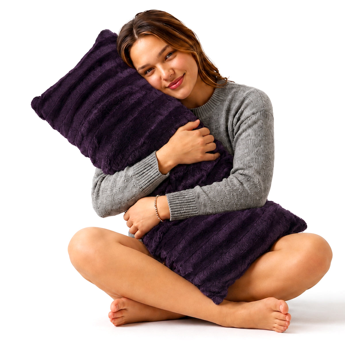 Cheer Collection Faux Fur Throw Pillow - 18" x 40" Long Decorative Body Pillow for Bed or Couch