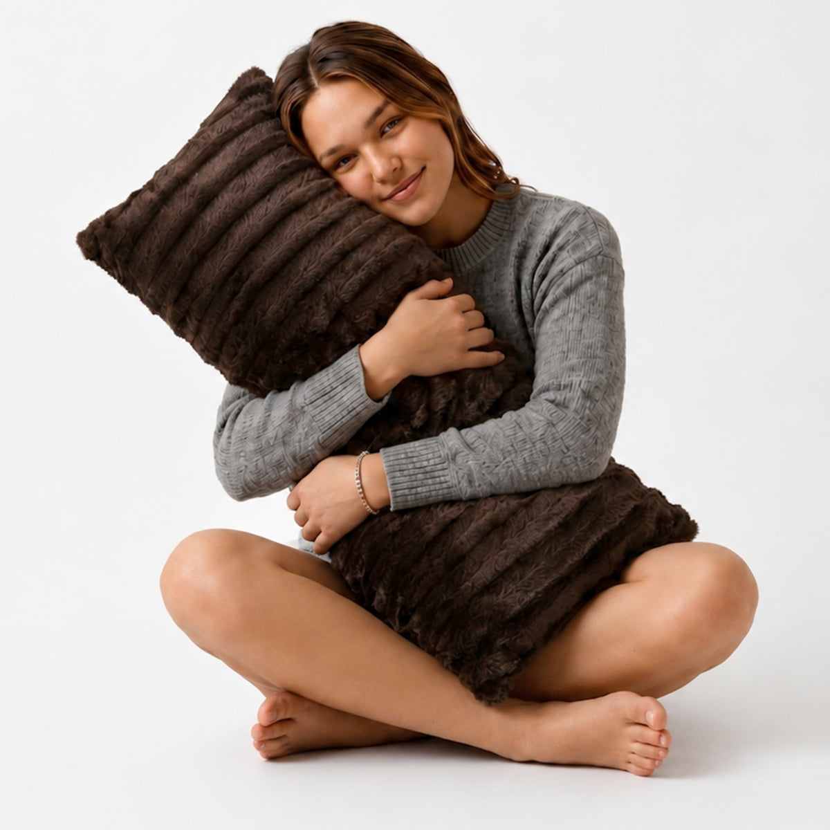 Cheer Collection Faux Fur Throw Pillow - 18" x 40" Long Decorative Body Pillow for Bed or Couch