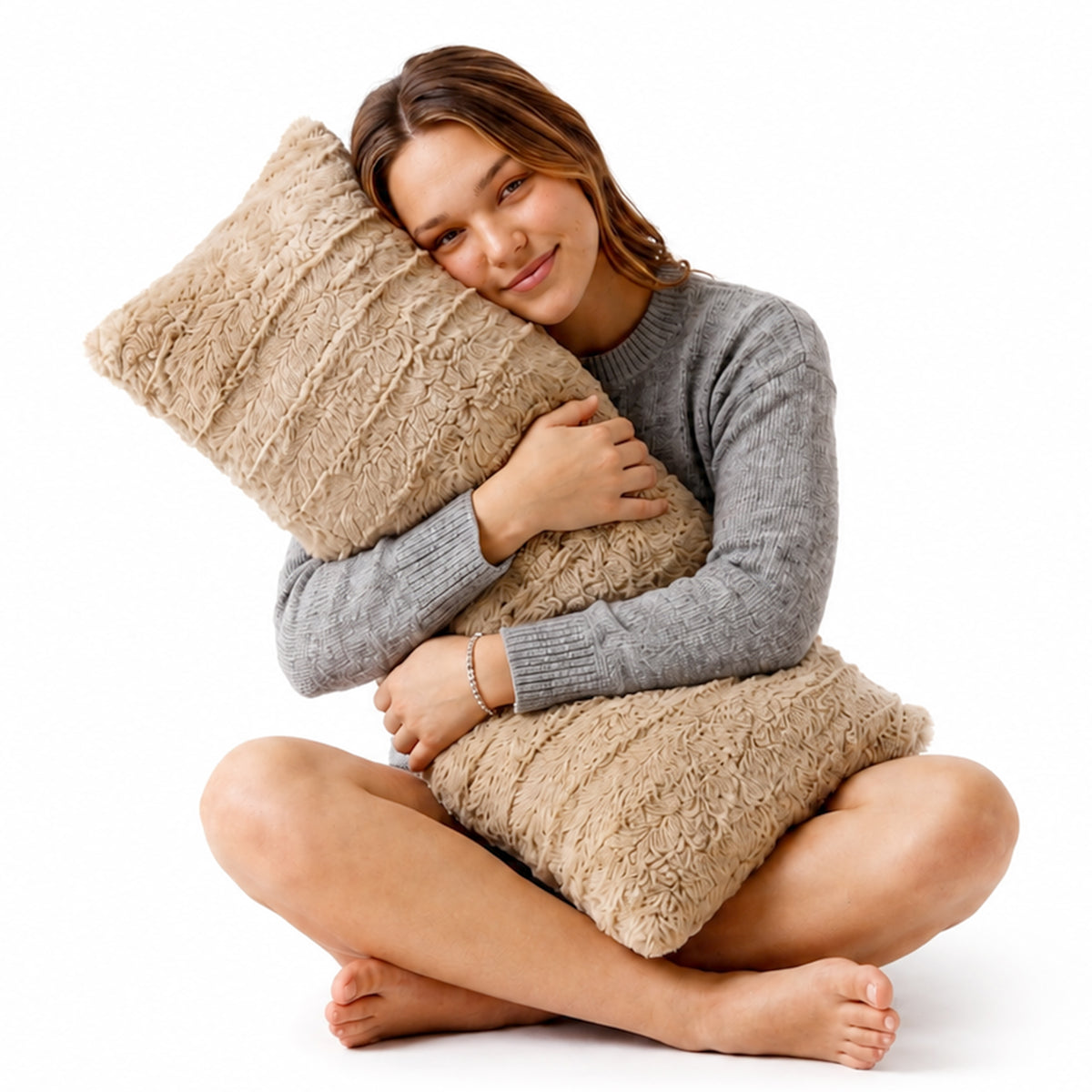 Cheer Collection Faux Fur Throw Pillow - 18" x 40" Long Decorative Body Pillow for Bed or Couch
