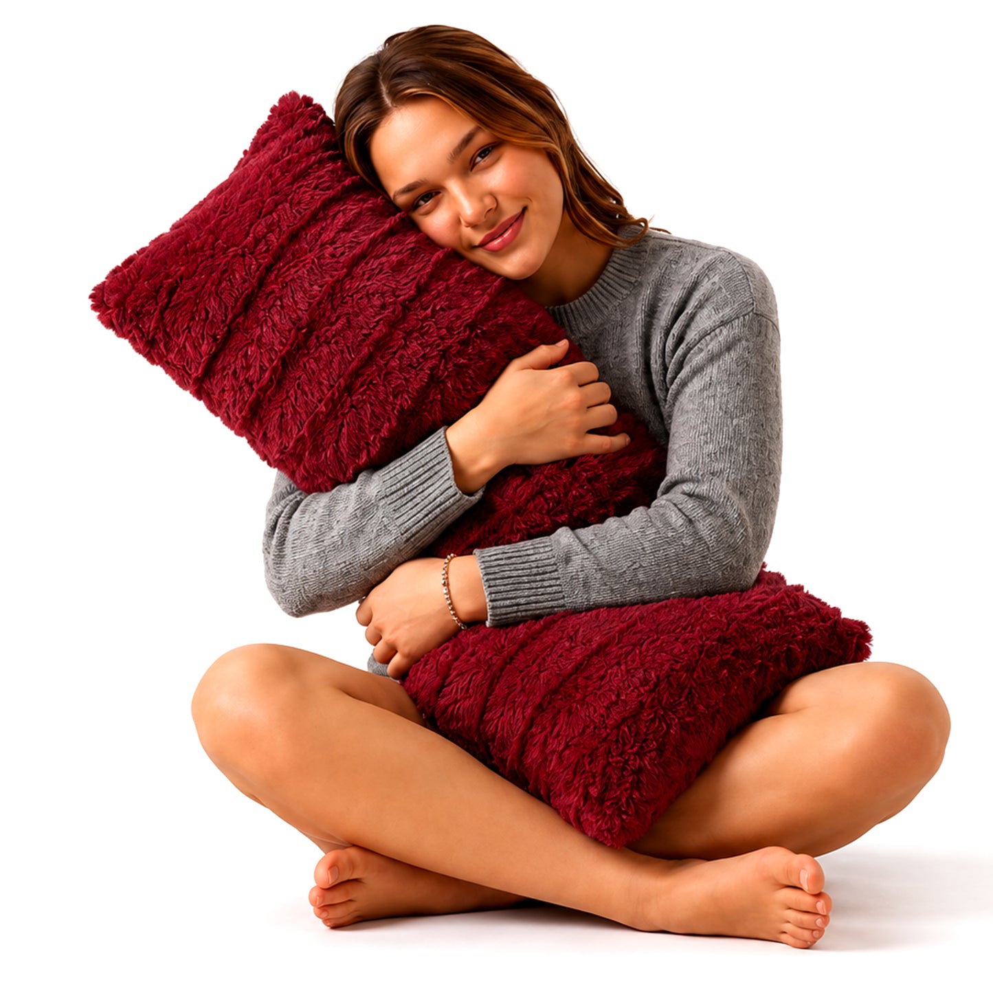 Cheer Collection Faux Fur Throw Pillow - 18" x 40" Long Decorative Body Pillow for Bed or Couch
