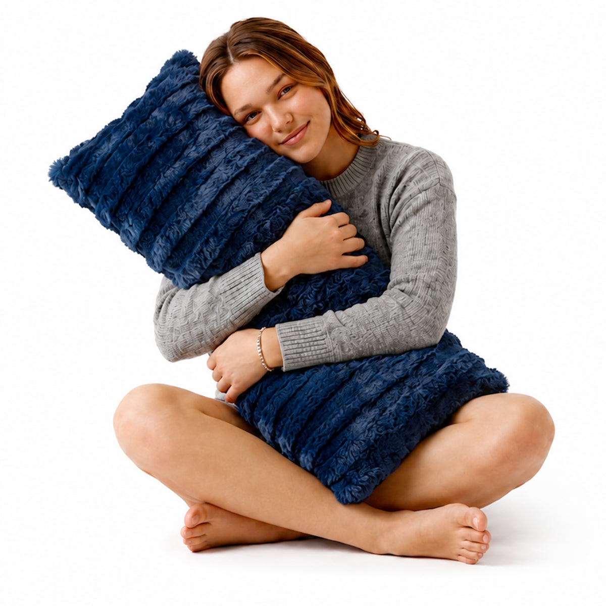 Cheer Collection Faux Fur Throw Pillow - 18" x 40" Long Decorative Body Pillow for Bed or Couch