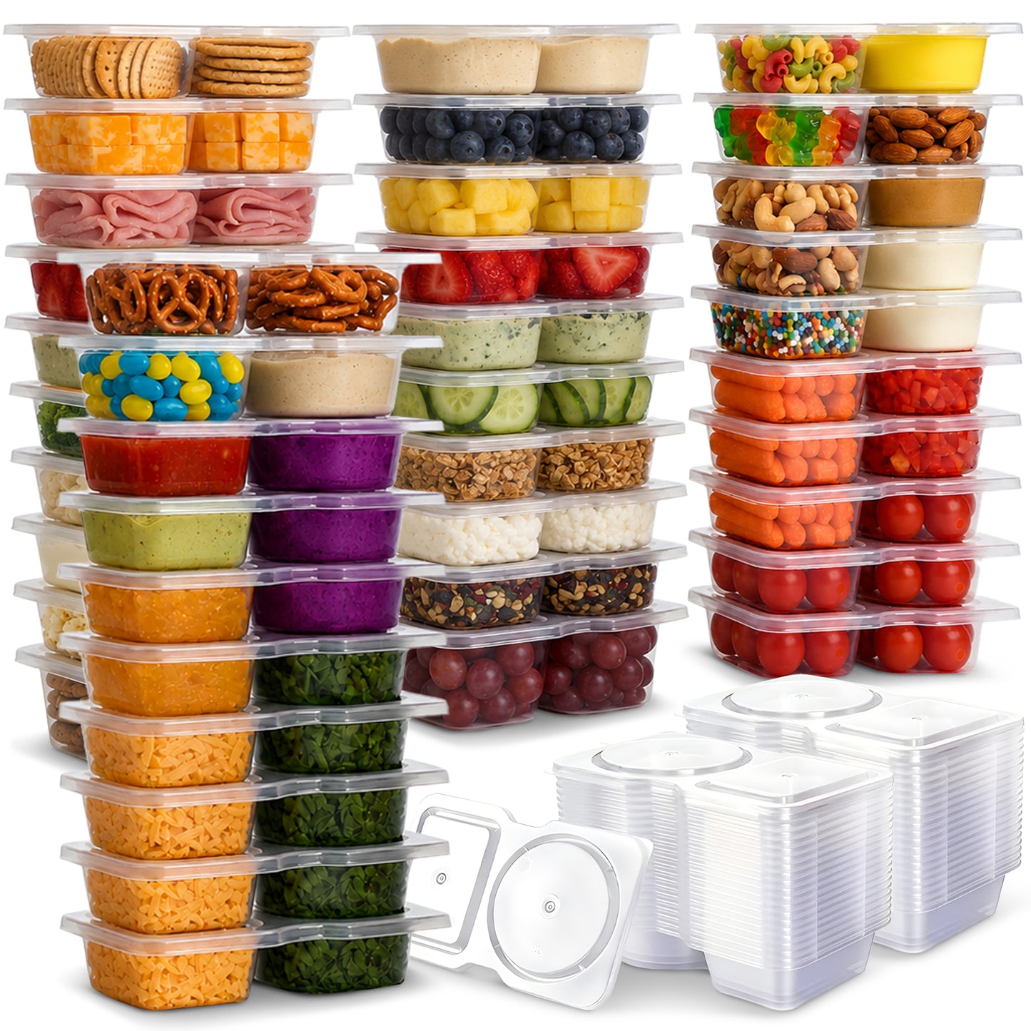 Cheer Collection BPA-Free Reusable Food Storage Containers with Dual Compartments and Lids