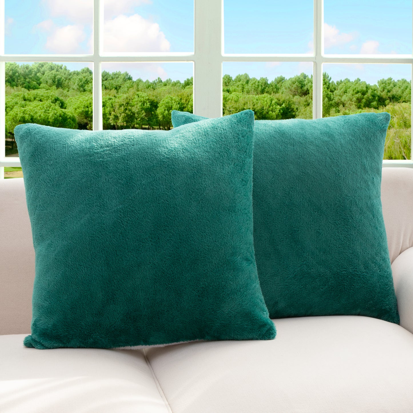 Cheer Collection Microsherpa Throw Pillow - Ultra Soft and Fluffy, Elegant Home Decor, Velvet Stylish Accent Pillows - 18" x 18" - Set of 2