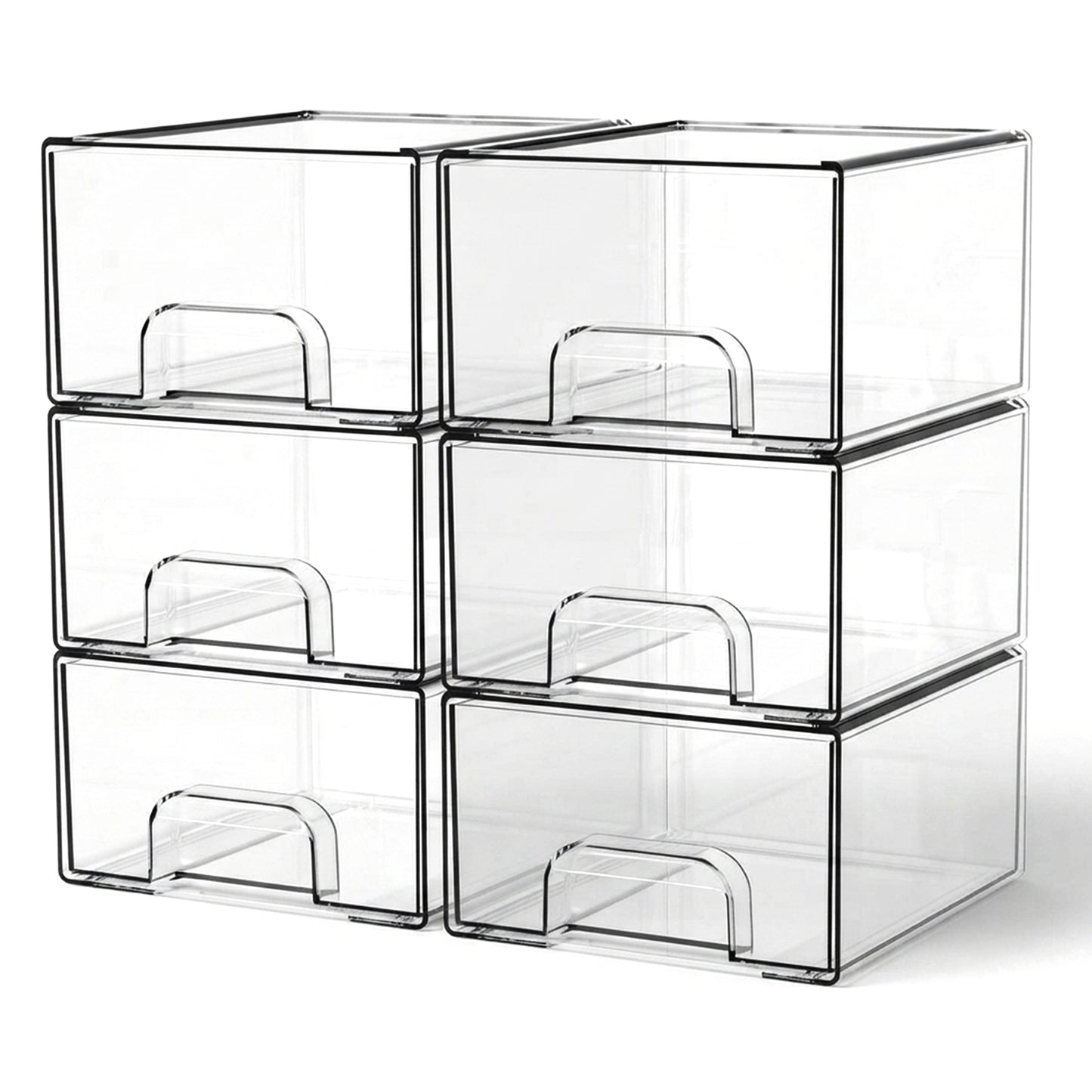 Cheer Collection Clear Stackable Storage Drawer Organizers, Set of 6