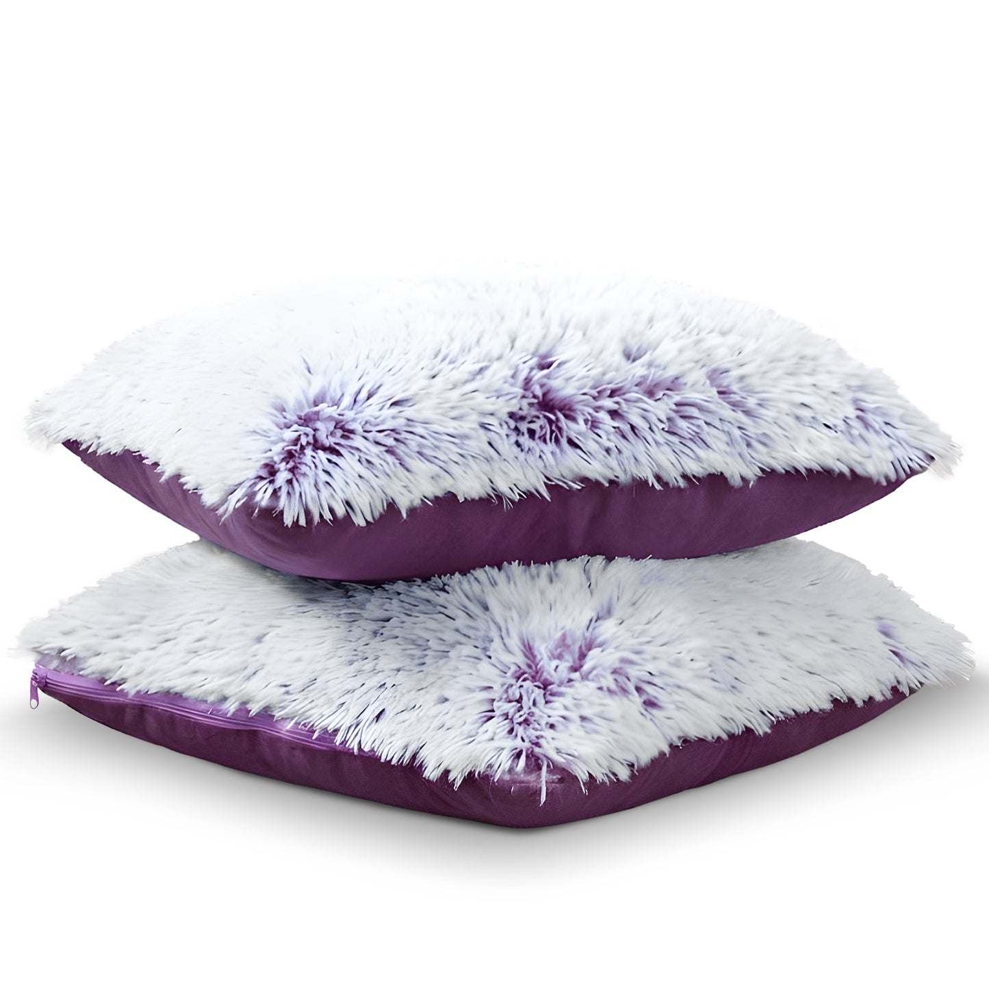 Cheer Collection Set of 2 Shaggy Long Hair Throw Pillows | Super Soft and Plush Faux Fur Accent Pillows - 18 x 18 inches