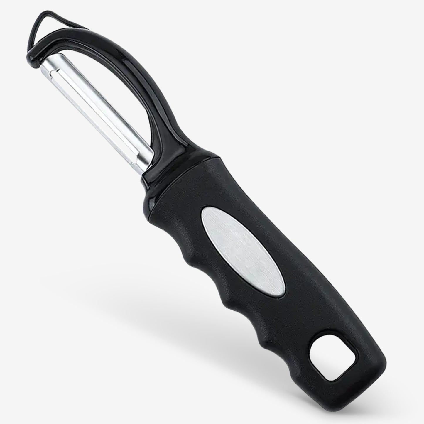 Cheer Collection Swivel Vegetable Peeler with Stainless Steel Twin Blades Black