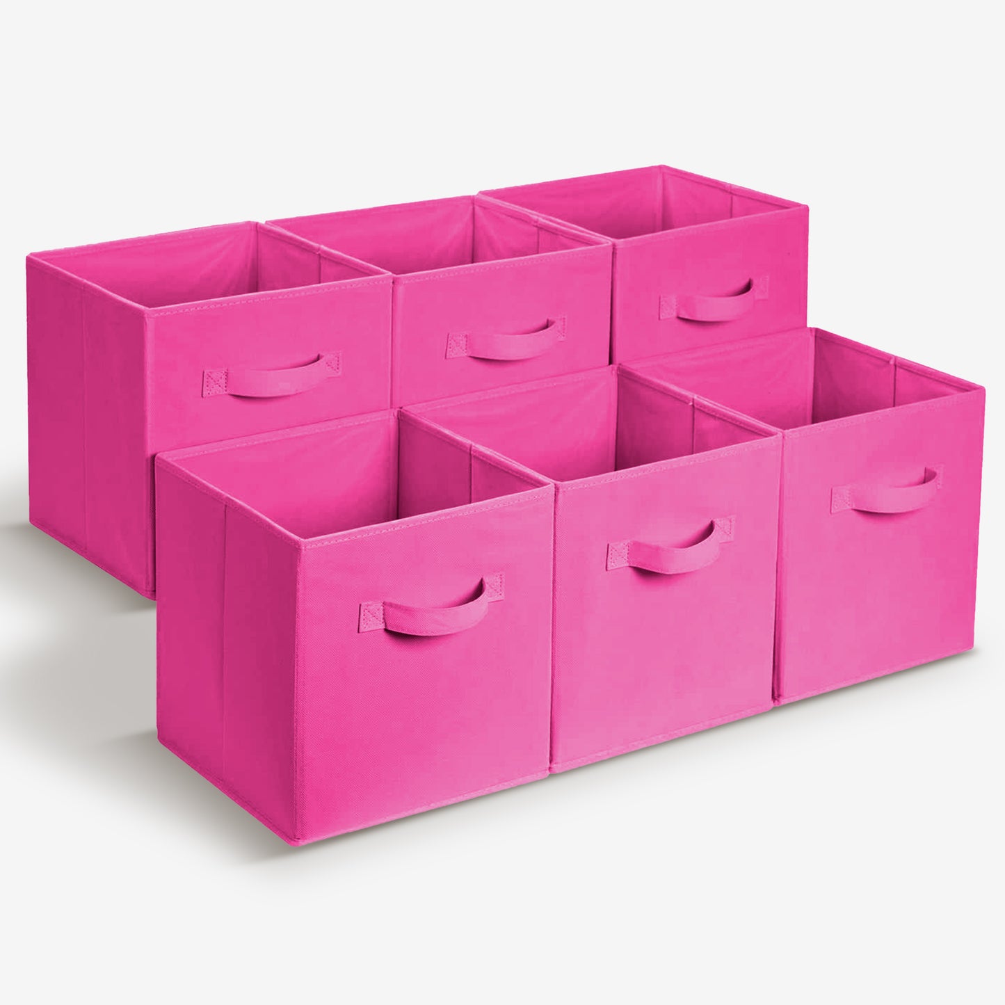 Cheer Collection Fabric Storage Cubes with Handles 6 Pack Collapsible Shelf Organizer Bins