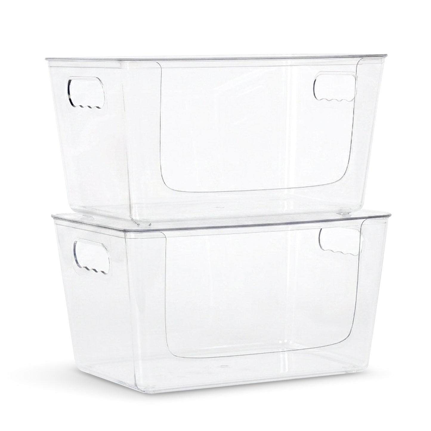 Cheer Collection Clear Stackable Storage Bins with Lids for Home Organization, Trash Bags & Pantry Storage, Set of 2