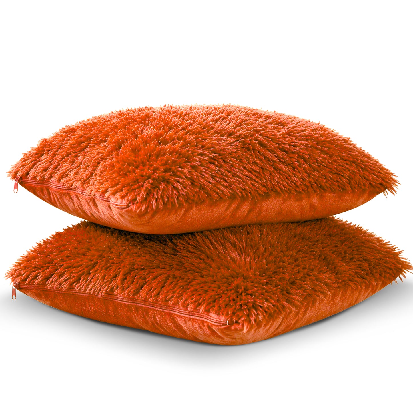 Cheer Collection Set of 2 Shaggy Long Hair Throw Pillows | Super Soft and Plush Faux Fur Accent Pillows - 18 x 18 inches