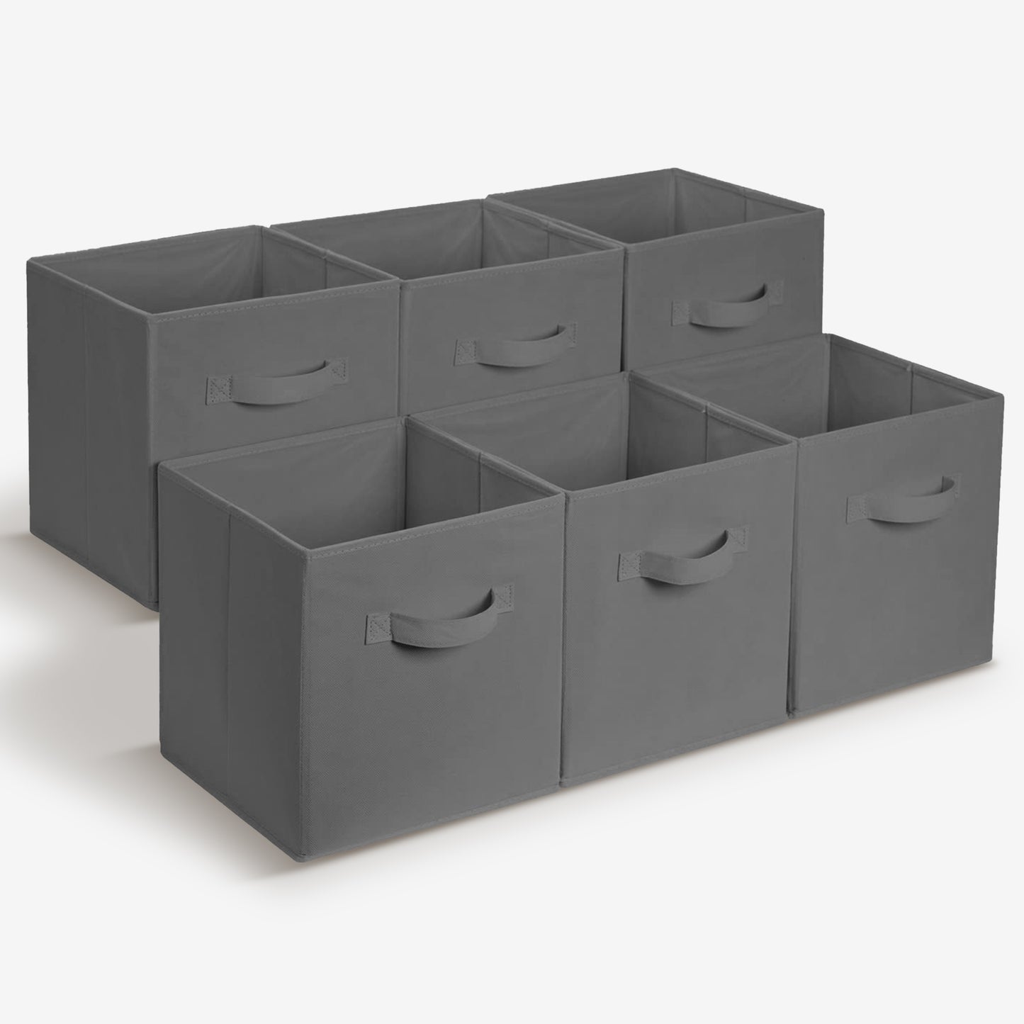 Cheer Collection Fabric Storage Cubes with Handles 6 Pack Collapsible Shelf Organizer Bins