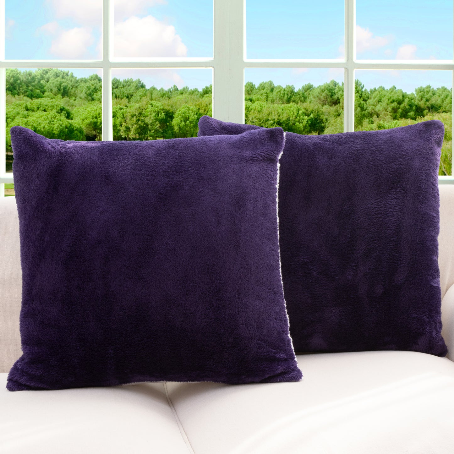 Cheer Collection Microsherpa Throw Pillow - Ultra Soft and Fluffy, Elegant Home Decor, Velvet Stylish Accent Pillows - 18" x 18" - Set of 2