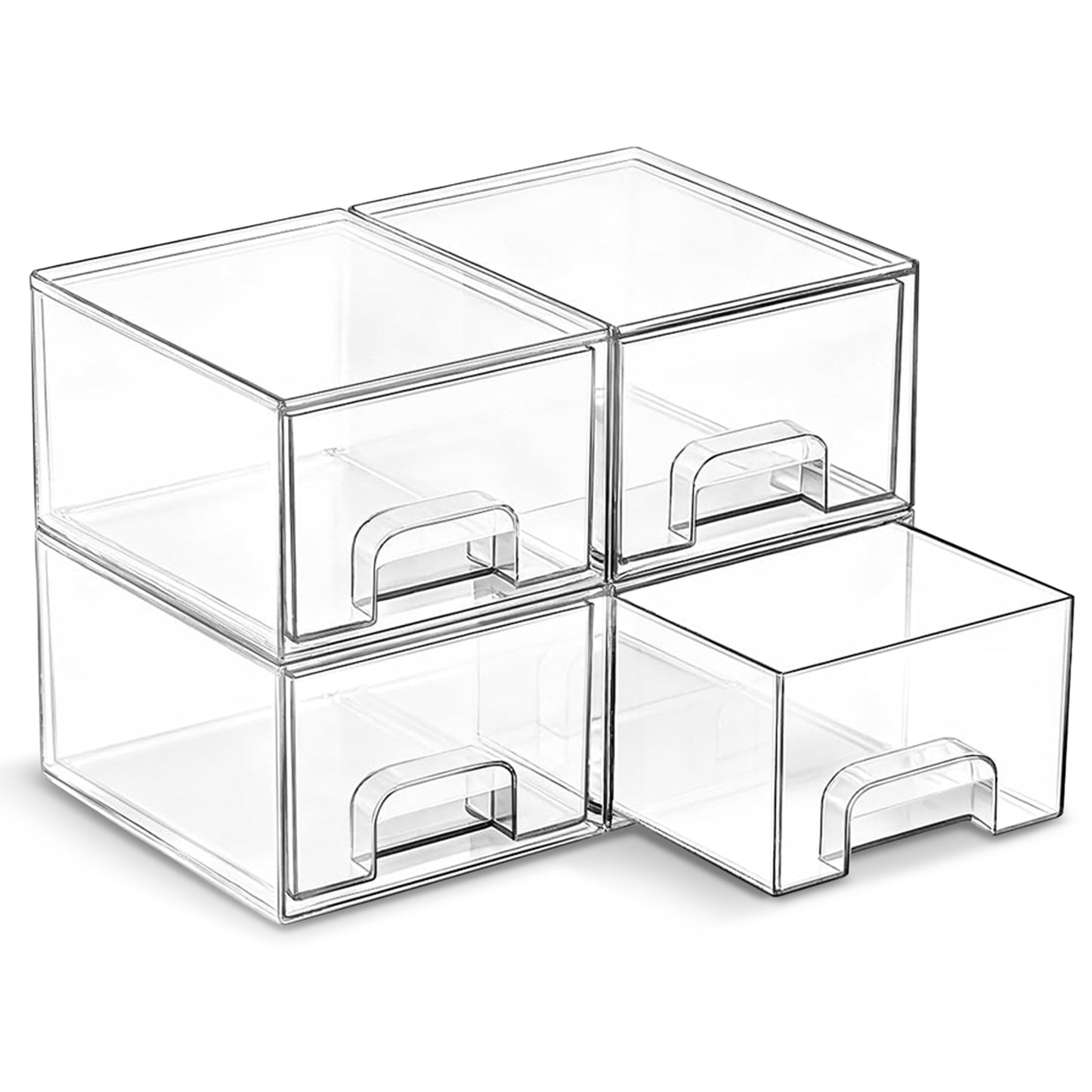 Cheer Collection Stackable Clear Storage Drawer Organizers, Set of 4