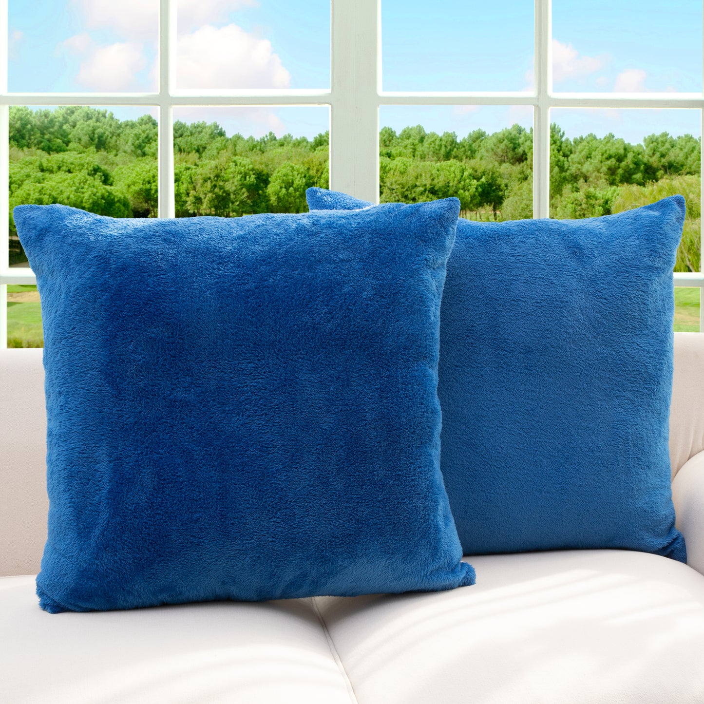 Cheer Collection Microsherpa Throw Pillow - Ultra Soft and Fluffy, Elegant Home Decor, Velvet Stylish Accent Pillows - 18" x 18" - Set of 2