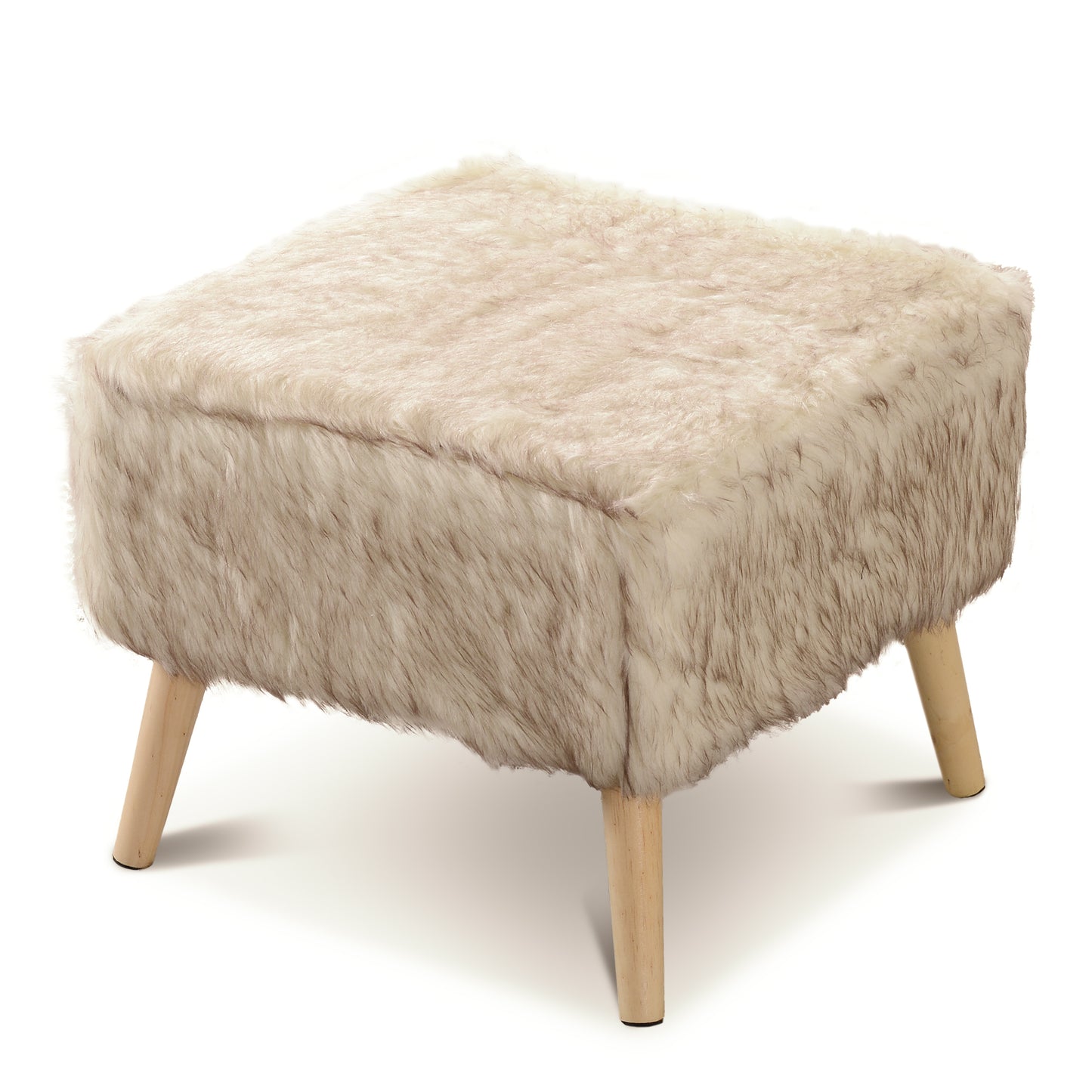 Cheer Collection Faux Fur Wood Leg Stool