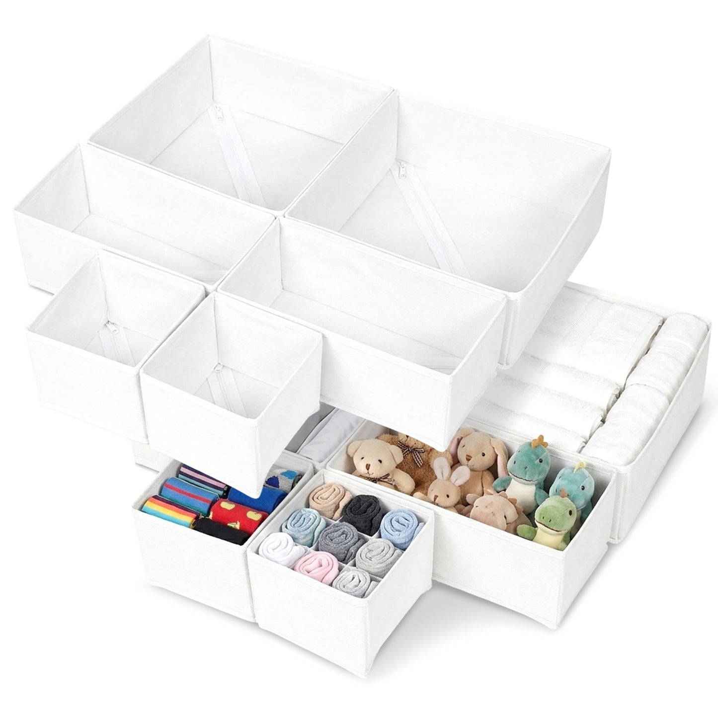 Cheer Collection 12-Piece Foldable Fabric Clothes Drawer Organizer Set