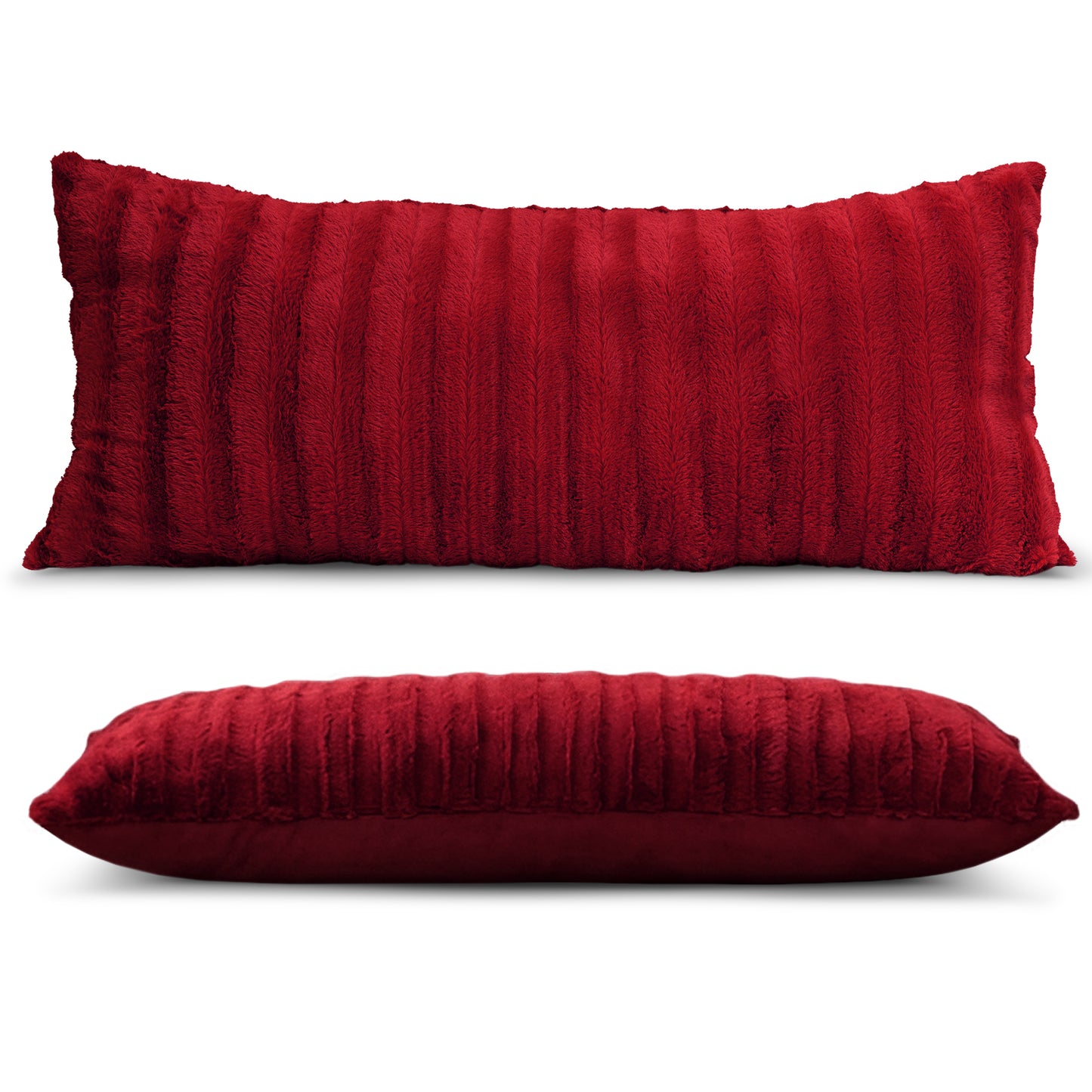 Cheer Collection Faux Fur Throw Pillow - 18" x 40" Long Decorative Body Pillow for Bed or Couch
