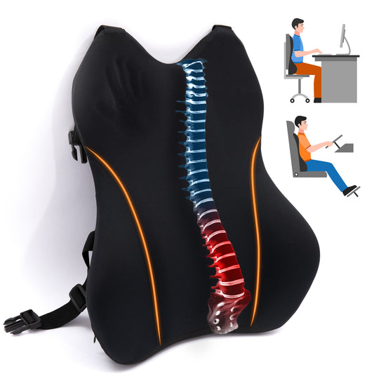 Cheer Collection Lumbar Support Pillow for Car with Adjustable Straps and Breathable Cover