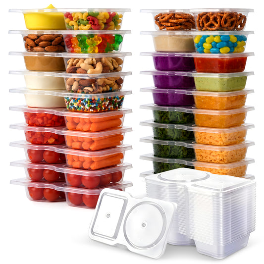 Cheer Collection BPA-Free Reusable Snack Containers with Dual Compartments and Lids