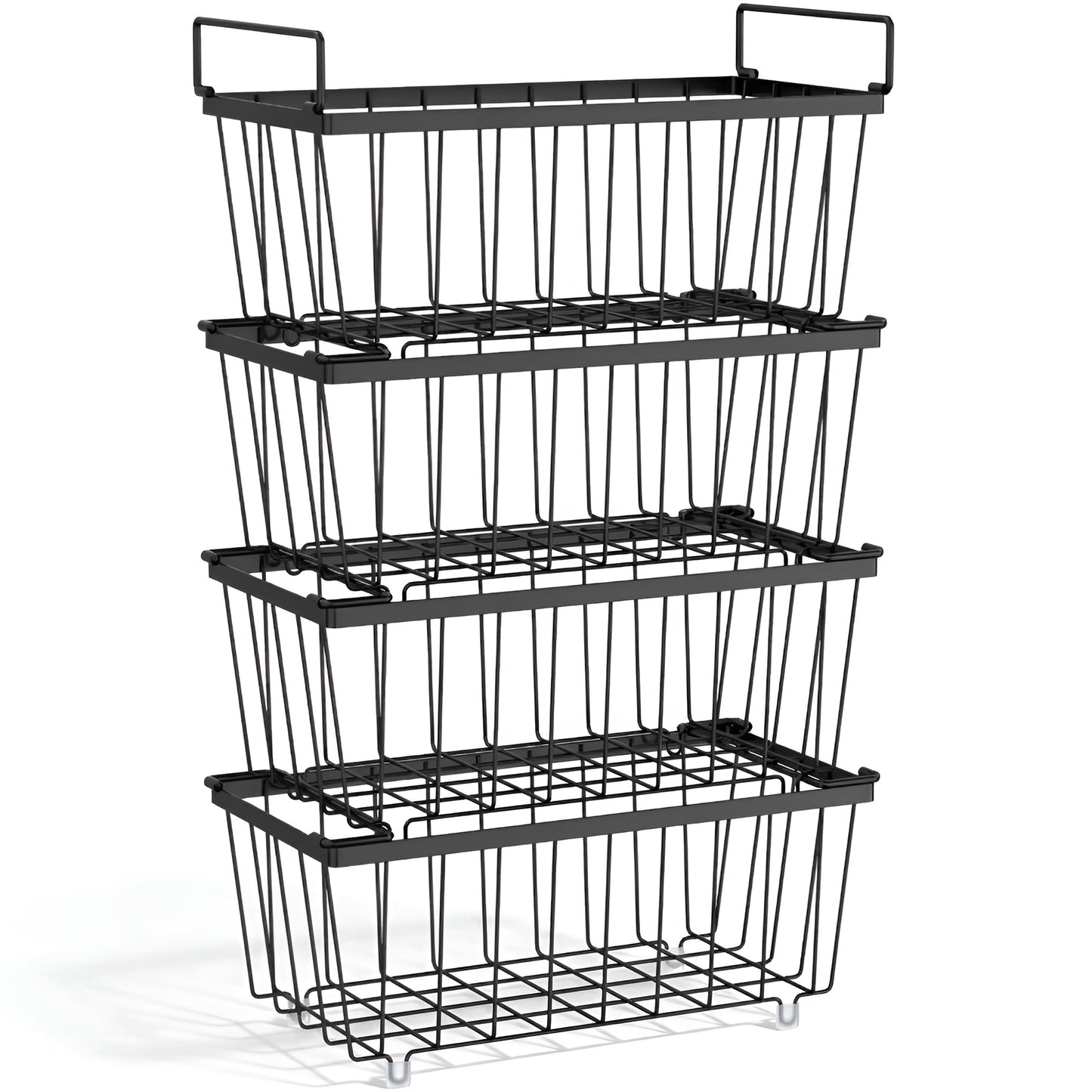 Cheer Collection Stackable Metal Freezer Organizer Baskets for Freezer & Home Storage, Set of 4