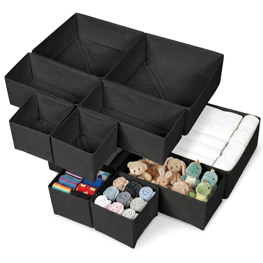 Cheer Collection 12-Piece Foldable Fabric Clothes Drawer Organizer Set