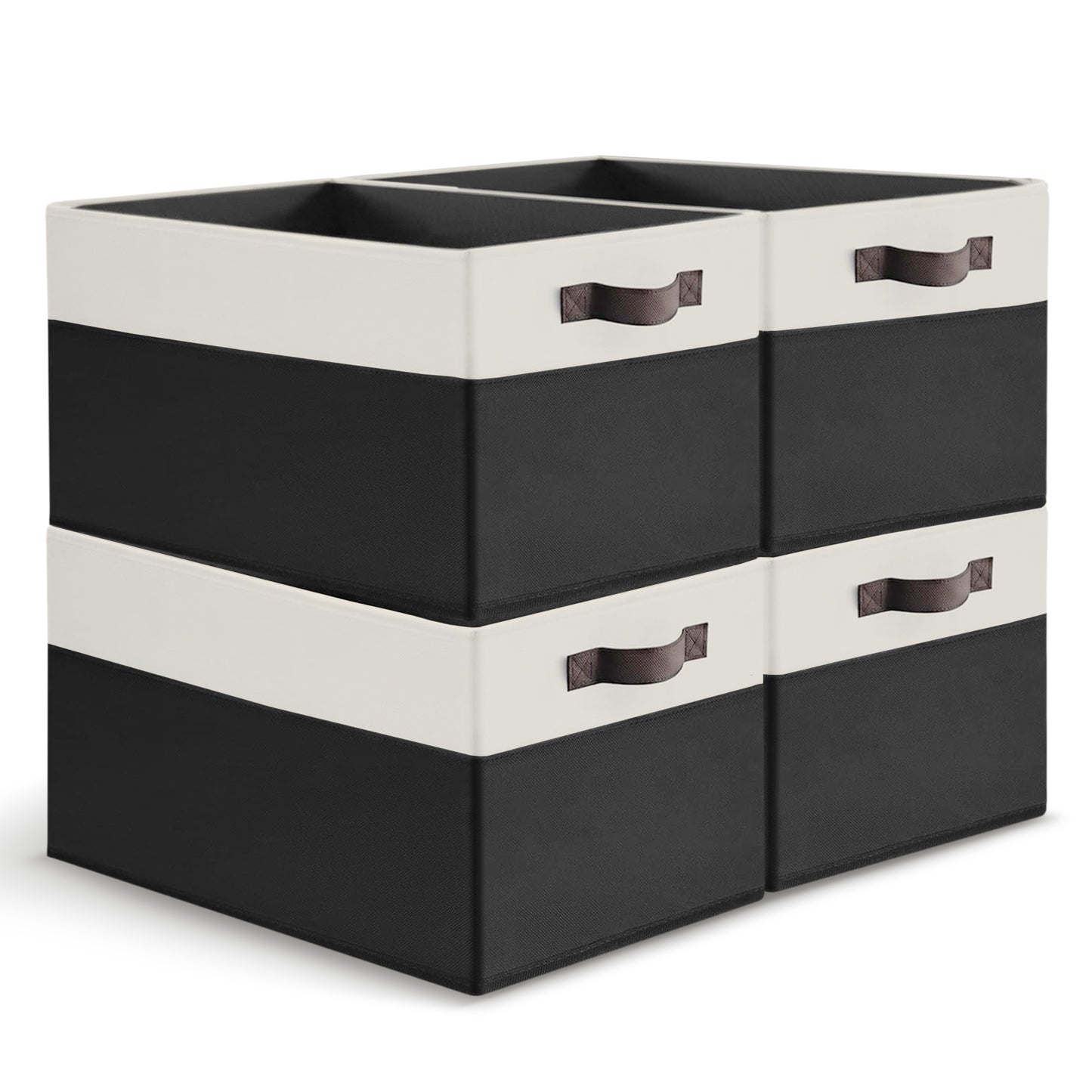 Cheer Collection 4 Pack Large Storage Baskets with Handles Collapsible Fabric Organizer Bins