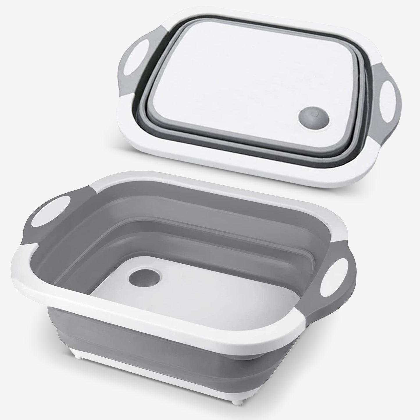 Cheer Collection Collapsible BBQ Prep Tub and Cutting Board 3 in 1 Travel Friendly Wash Chop Serve