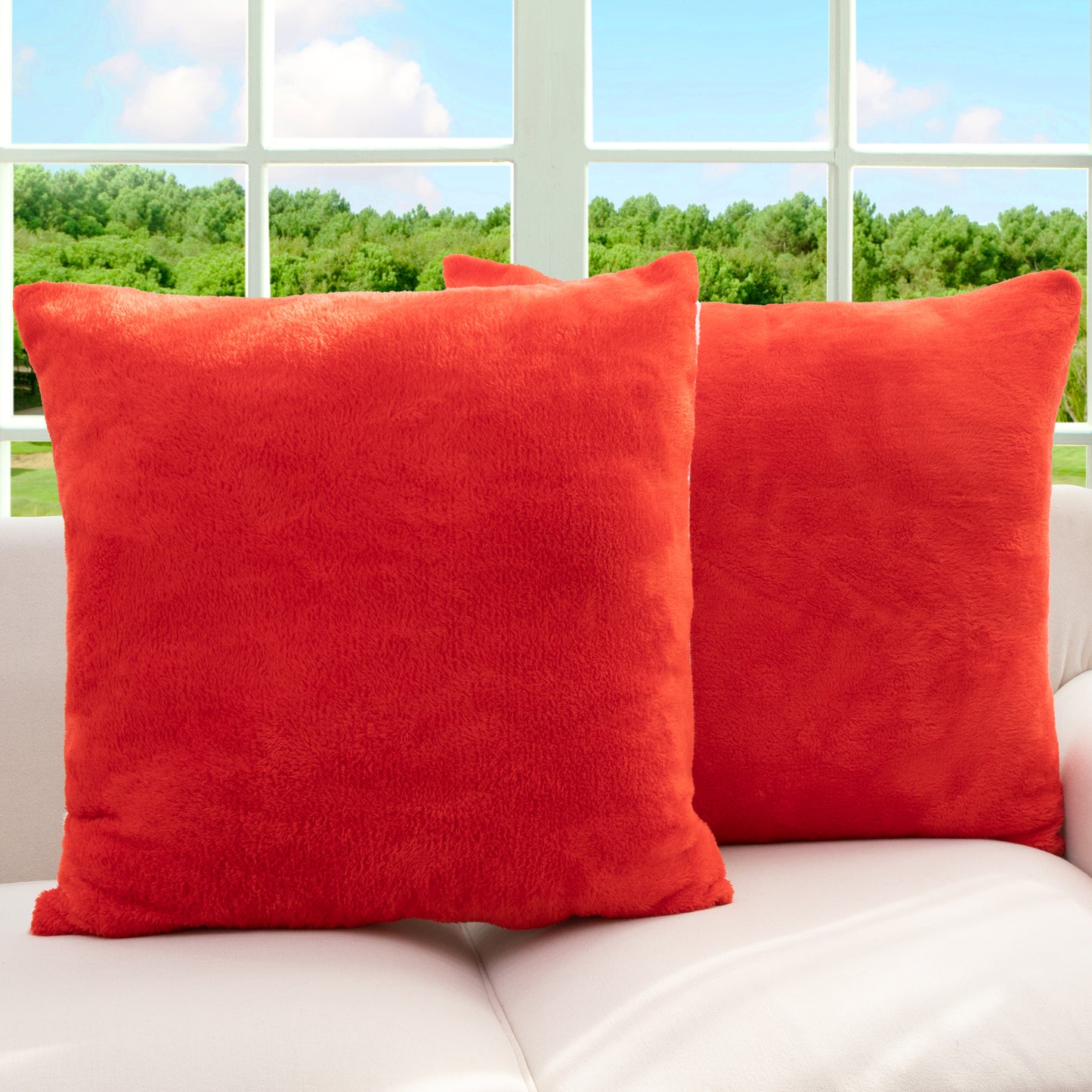 Cheer Collection Microsherpa Throw Pillow - Ultra Soft and Fluffy, Elegant Home Decor, Velvet Stylish Accent Pillows - 18" x 18" - Set of 2