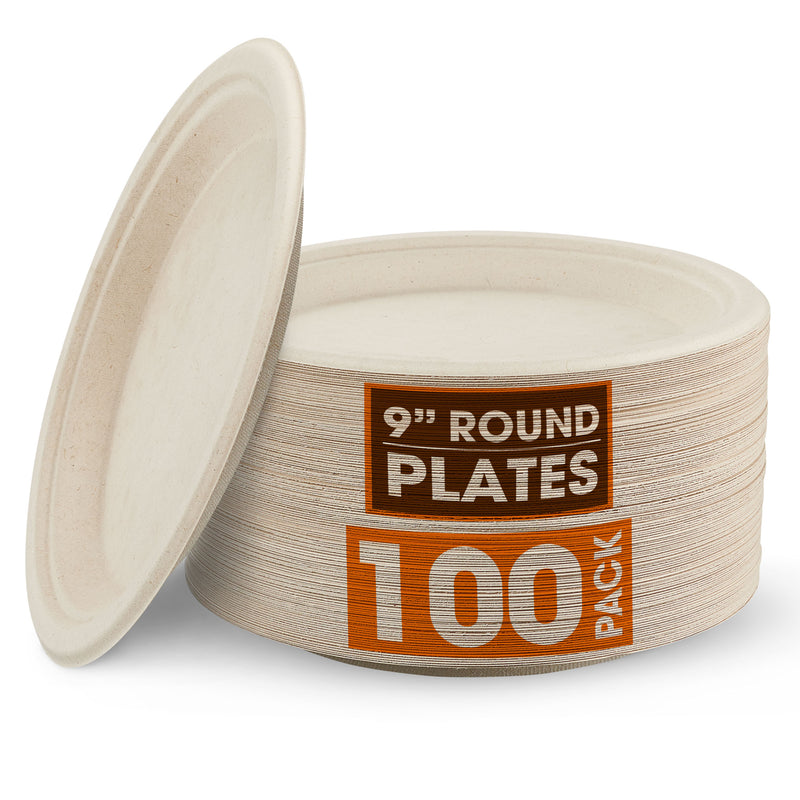 Cheer Collection 9 inch Compostable Plates - 100% Biodegradable
