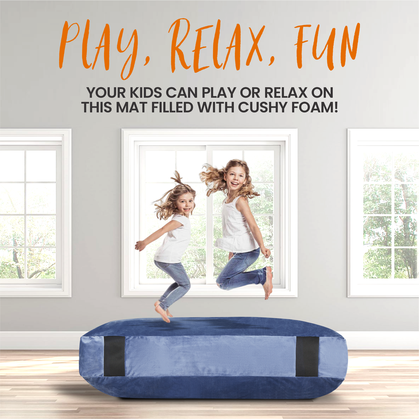 Cheer Collection Sensory Crash Pad Filled with Foam Blocks, Soft Foam Mat for Kids and Adults with Washable Cover, Giant Bean Bag with Vent Holes