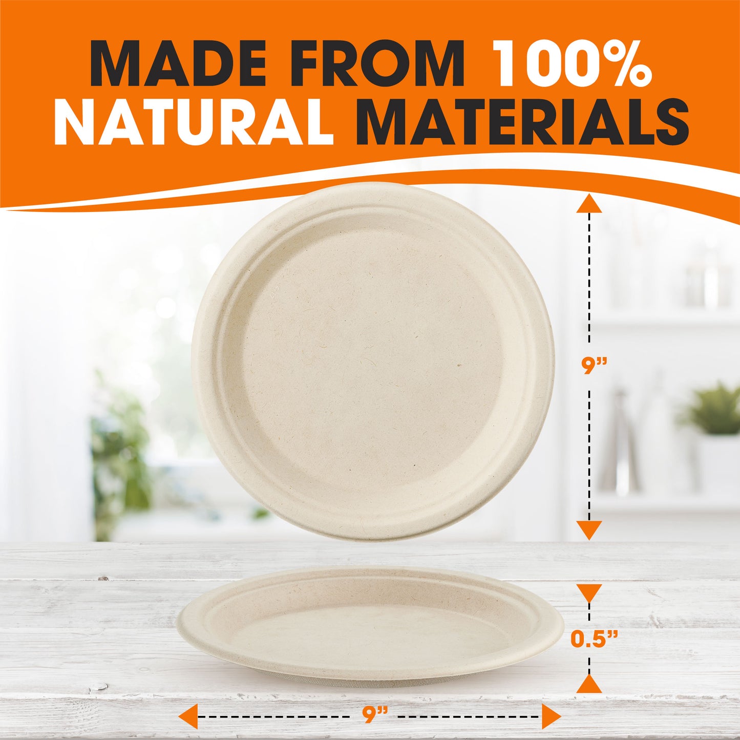 Cheer Collection 9 inch Compostable Plates - 100% Biodegradable