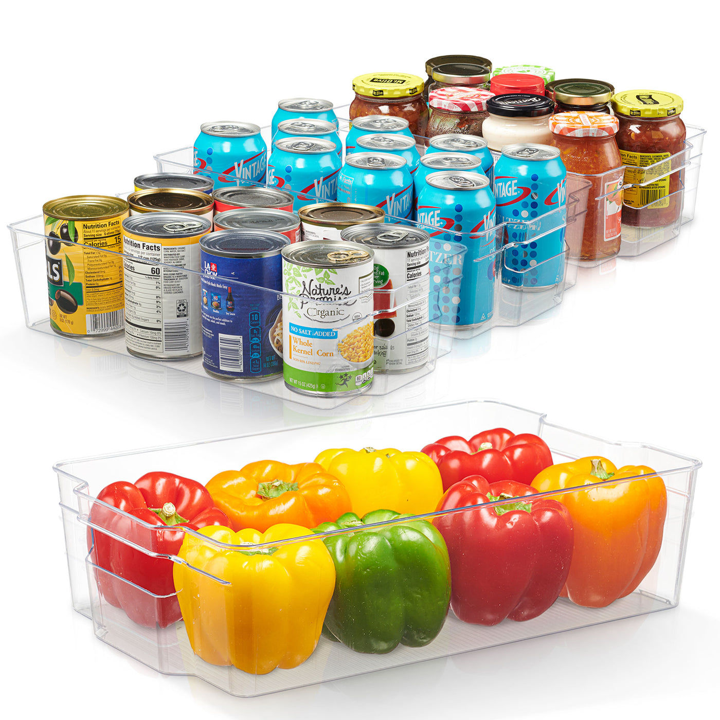 Cheer Collection Clear Refrigerator Organizer Bins - BPA Free Transpar