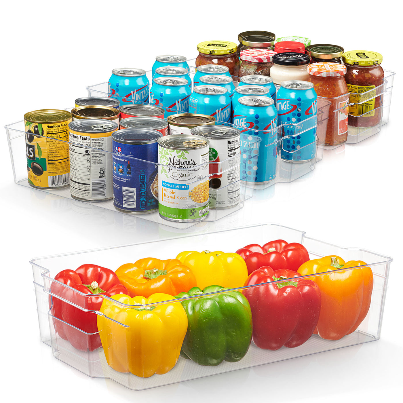 Clear BPA-Free Stackable Refrigerator Organizer Bins (Set of 4)