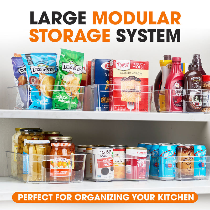Cheer Collection Clear Refrigerator Organizer Bins - Free from BisPhenol A Transparent Storage Bins for Pantry