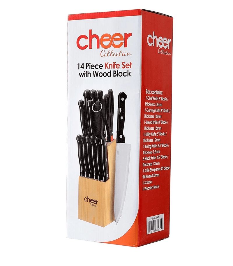 Cheer Collection 13pc Kitchen Knife Set with Wooden Block