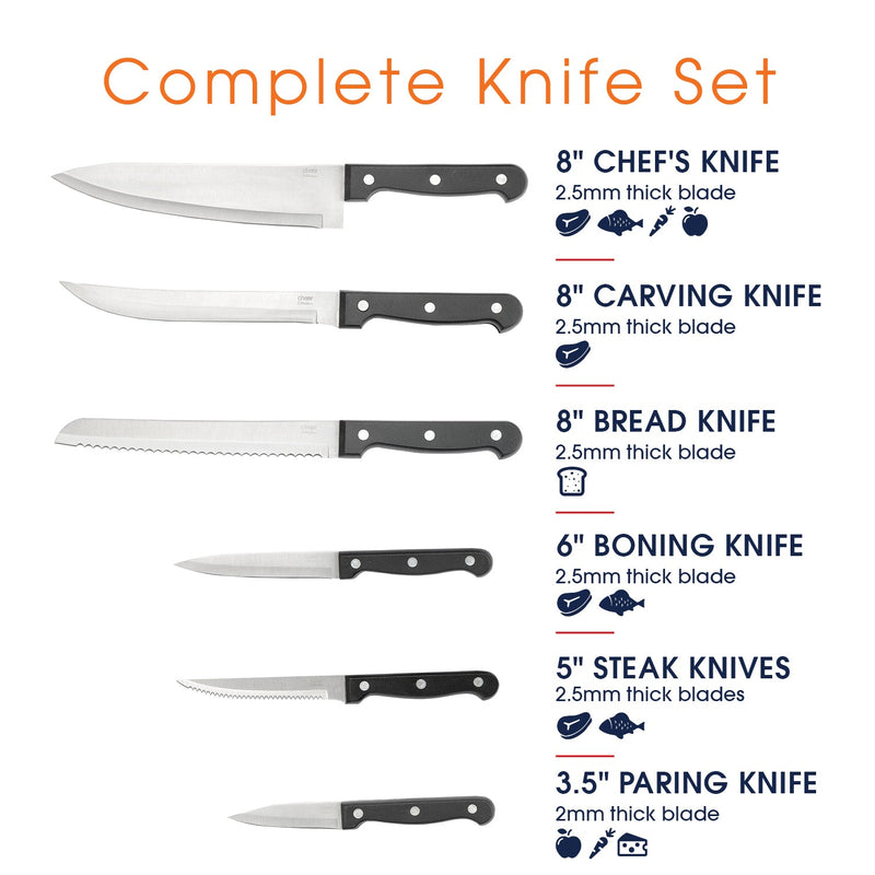 Cheer Collection 13pc Kitchen Knife Set with Wooden Block